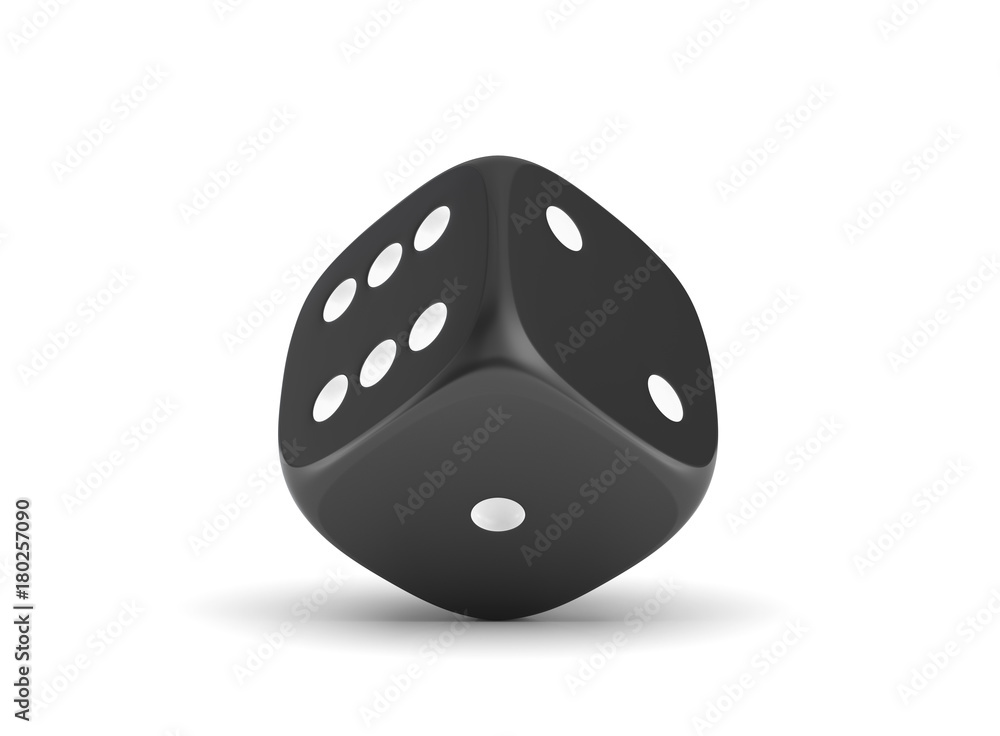 Poster 3d rendering of black dice isolated on a white background