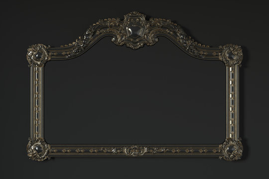 Classic frame on a black background. 3d rendering.