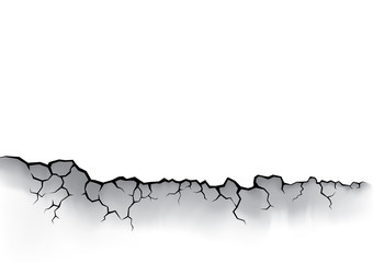 Earth cracks on white background or cracked concrete wall. Pattern design in polygon stone style. 