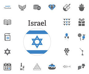 Obraz premium Jewish Holiday Hanukkah icons set. Vector illustration