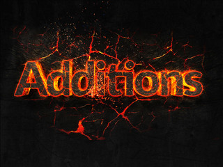 Additions Fire text flame burning hot lava explosion background.