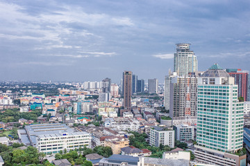 city buildings with blue sky