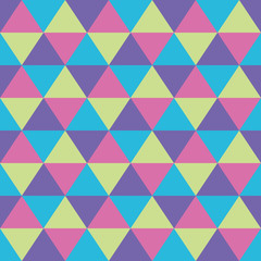 Fototapeta na wymiar seamless geometric pattern of triangles in pink, green, blue and violet