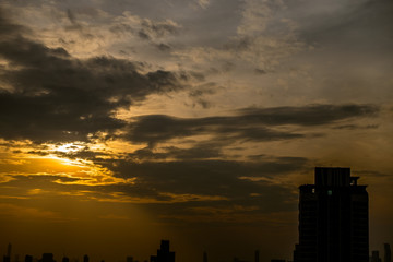 city buildings with blue sky