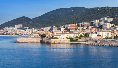 Fototapeta na wymiar Ajaccio, coastal cityscape with ancient citadel