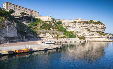 Fototapeta na wymiar Main port of Bonifacio town, Corsica island