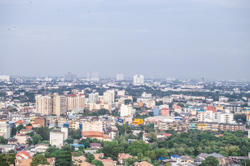 city buildings with blue sky