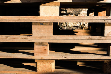 A stack of pallets on the side