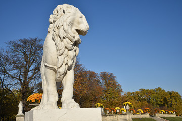 Fototapeta premium Statue de lion au jardin du Luxembourg à Paris, France