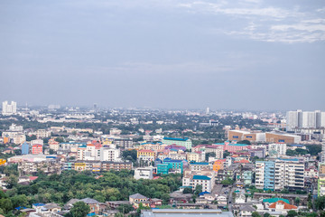 Obraz premium Sky view of city buildings with blue sky at Bangkok Thailand 