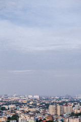 Sky view of city buildings with blue sky at Bangkok Thailand 