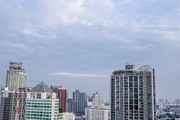 Fototapeta na wymiar Bangkok Ekamai city buildings with blue sky