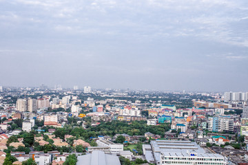 Bangkok Ekamai city buildings with blue sky