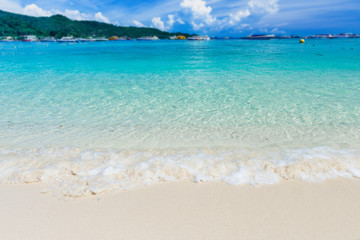Clear blue sea and white sand at the andaman island.