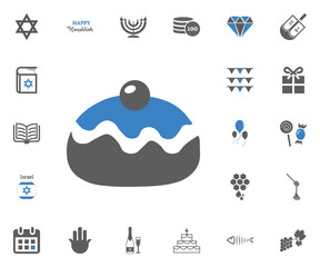 Jewish Holiday Hanukkah icons set. Vector illustration