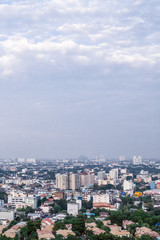 バンコク下町街ビル、青空、ビジネス、都会