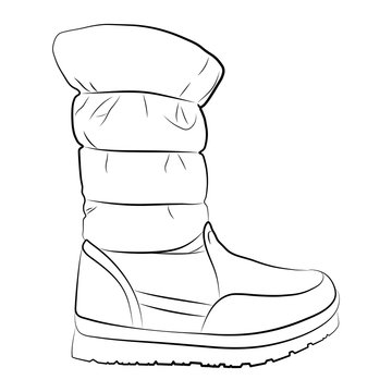 A sketch of a female boot on a white background. Vector illustration.