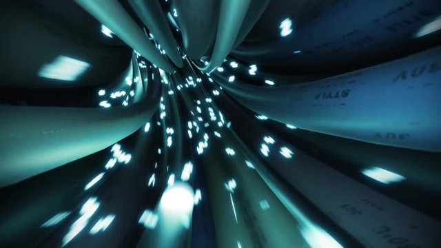 Wires cables dollar sign fly through data internet power circuit fiber 4k