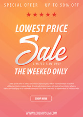 Sale poster or Flyer design. Discount background for the online store, shop, promotional leaflet, poster, banner. Vector illustration.