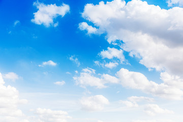 beautiful blue sky of faith and believe background with cloud and sunset light