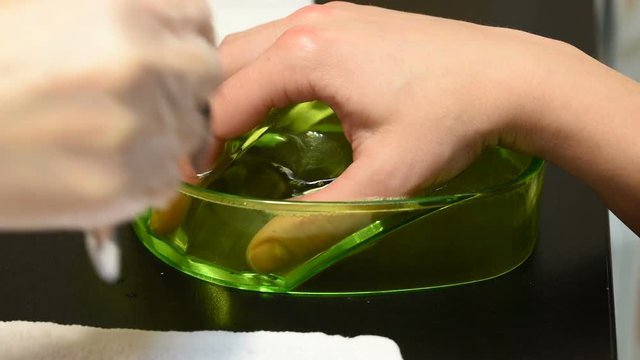 Process paraffin treatment of female hands