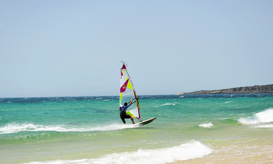 Windsurfing in Tarifa, Cadiz coast, Spain