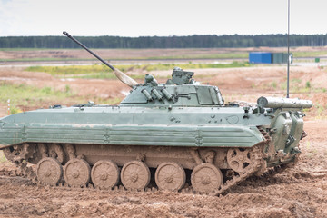 Modern Russian tank at the training field