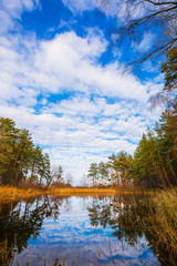 Water autumn landscape. The Ob River, Siberia, Russia