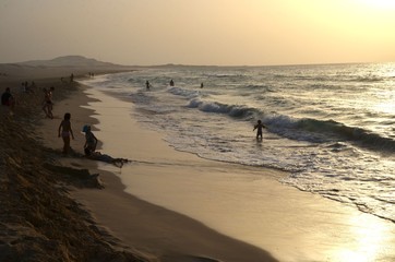 Plage du Cap-Vert en fin de journée, île de Boa Vista