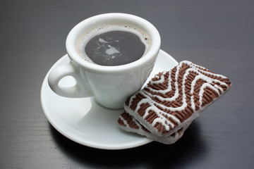 cup of coffee and chocolate chip cookies