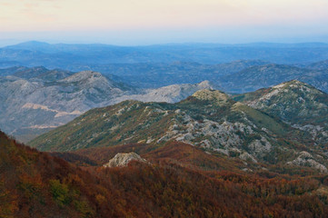 View of Stone Sea in Lovcen national park on  autumn evening. Montenegro