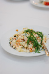 Russian salad olivie for new year or christmas celebration.