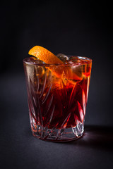 Fresh coctail drink on black background