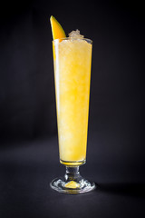 Fresh coctail drink on black background