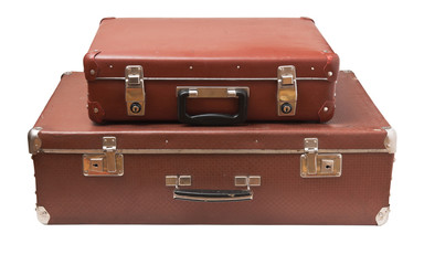 two old suitcase isolated