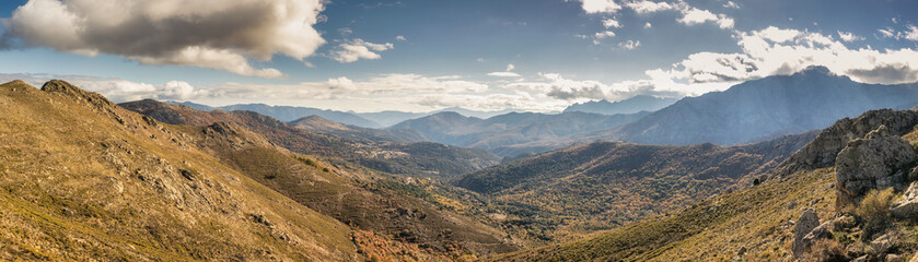 Fototapeta na wymiar Panoramic view of Olmi Cappella valley with in Corsica