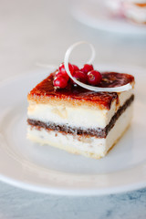 Dessert cake on christmas table.
