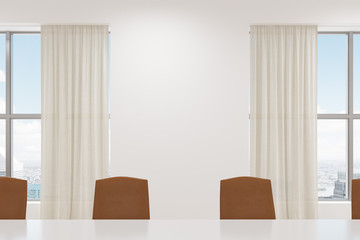 White conference room interior brown chairs
