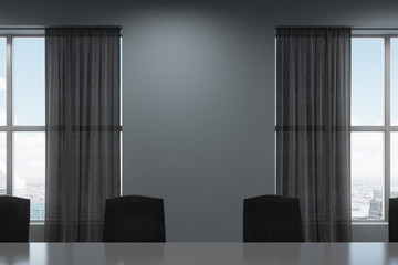 Black conference room interior