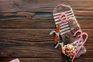 Christmas decoration on wooden table