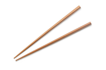 Wooden Chopsticks isolated on white background. Asian Food Chopsticks