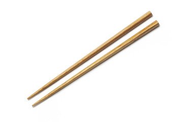 Wooden Chopsticks isolated on white background. Asian Food Chopsticks
