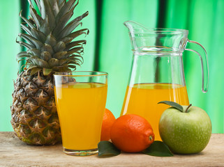 various fruits and juice