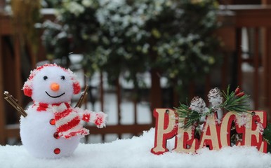 love peace and joy with snowman