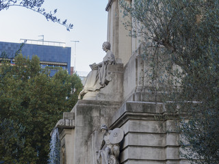 Plaza de España. .monument to Cervantes. Madrid, Spain.