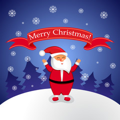 Christmas Greeting Card with Santa Claus. Vector illustration.