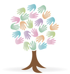 Logo tree hands business people