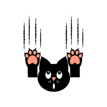 Cat paw print with scratches. Vector illustration.