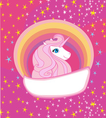 Card with a cute unicorn © diavolessa