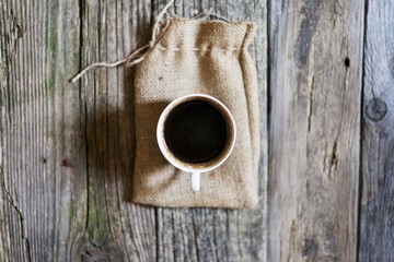 cup of black coffee top view